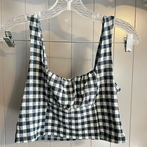 Altard state dark/light green gingham crop tank top